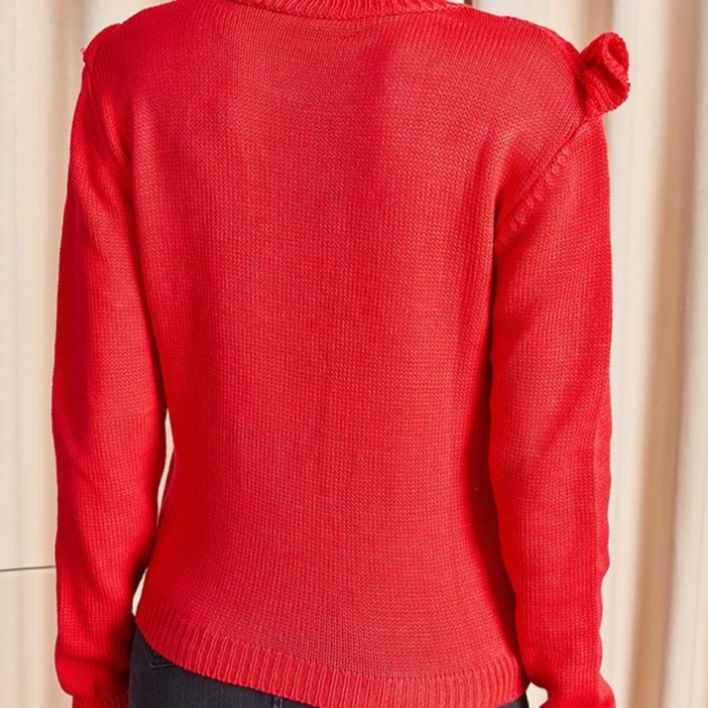 🆕 Red Knit Ruffle Sweater - Picture 3 of 3